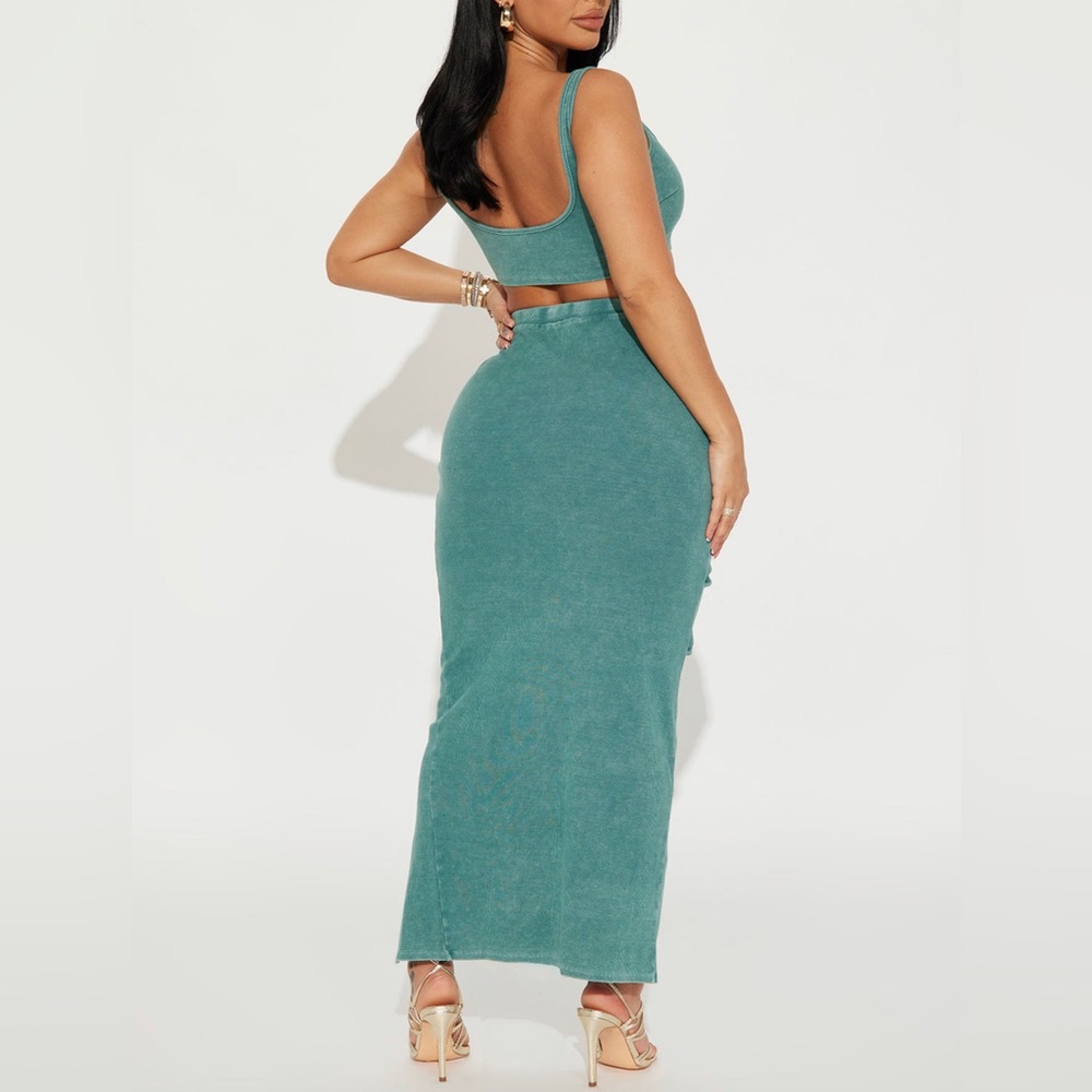 Skai Ribbed Skirt Set - Jade - Picture 2 of 5